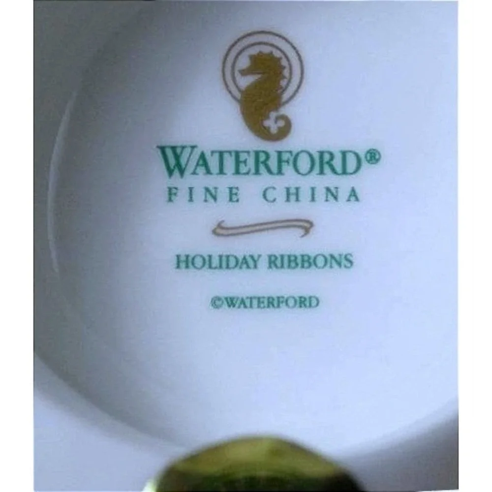 Waterford Low Compote Dessert Riser Stand Holiday Ribbons Fine China NOS 8.25